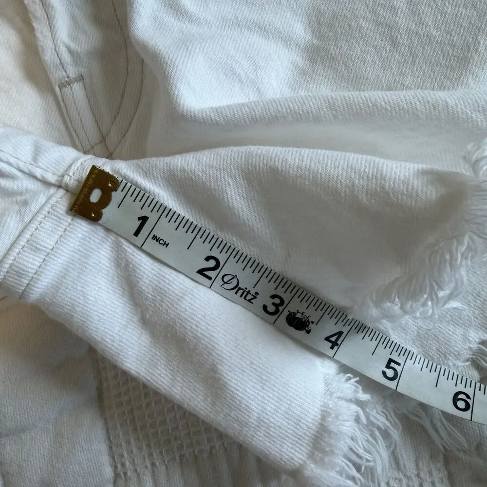 Agolde Parker Long Shorts Womens Size 32 White Vintage Cut Off Denim High Waist